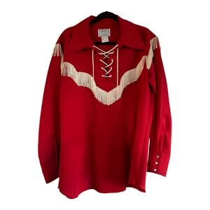 Vintage 1950’s “H Bar C” Ranchwear Western Cowboy Fringe Rockabilly Shirt